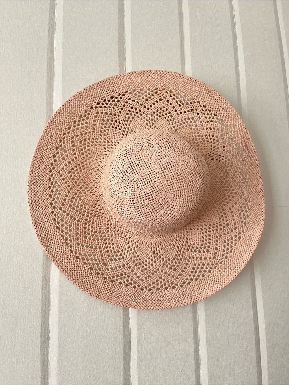 Pink Straw Wide Brim Beach Hat